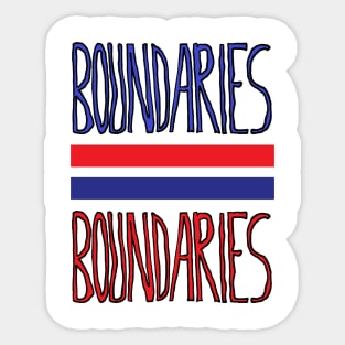 Boundaries, Red and Blue Boundaries Separated By Blue and Red Lines, Funny, Cute Design Sticker